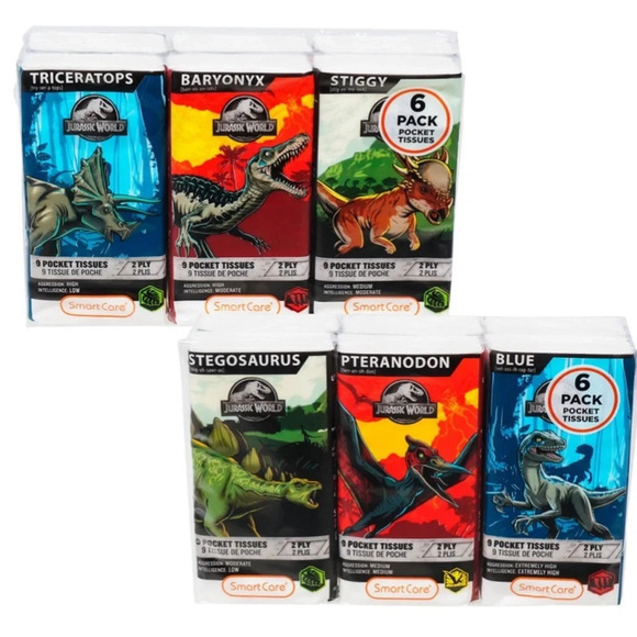 🆕 Jurassic World Facial Tissue - Two 6 Packs Included - Picture 1 of 1
